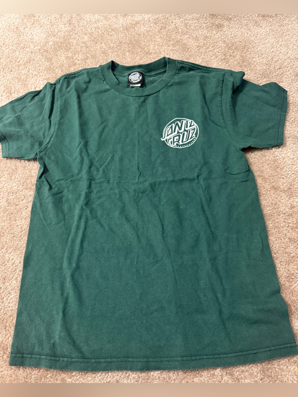 Santa Cruz Skateboards Dark Green white Logo Short Sleeve Tee Small Plain